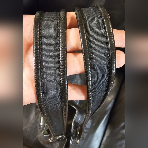 Coach Poppy Glam Tote Y2K Metallic Black Leather with silver accents EUC - Picture 4 of 16